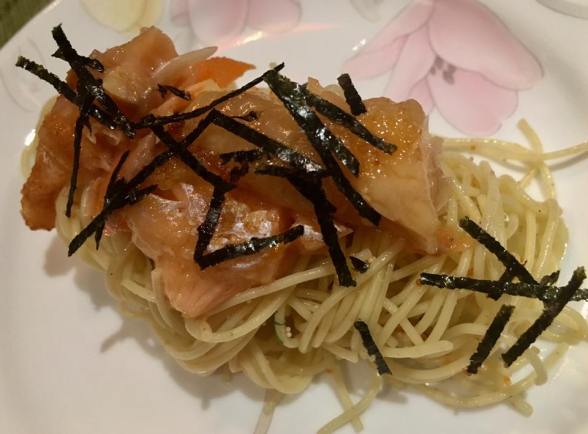 mentaiko capellini with salmon