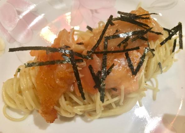 truffle oil capellini with salmon 