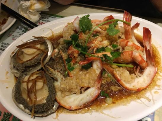 garlic steamed abalones & prawns - HK$480 set dinner at chuen mun kee 銓满记 