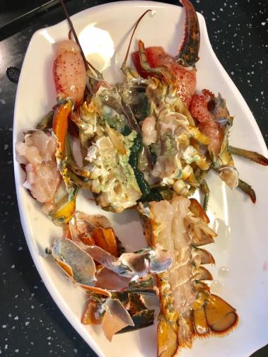 lobster - preparation for braising in superior stock