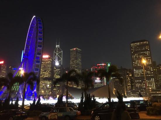 night scene from central ferry next to IFC Mall