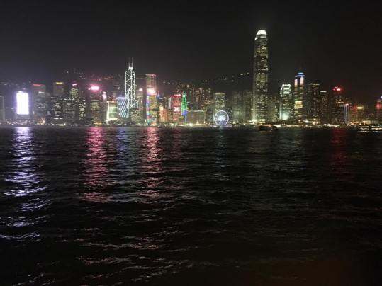night scene of victoria harbour