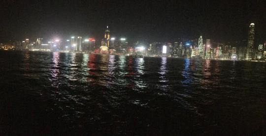 night scene of victoria harbour