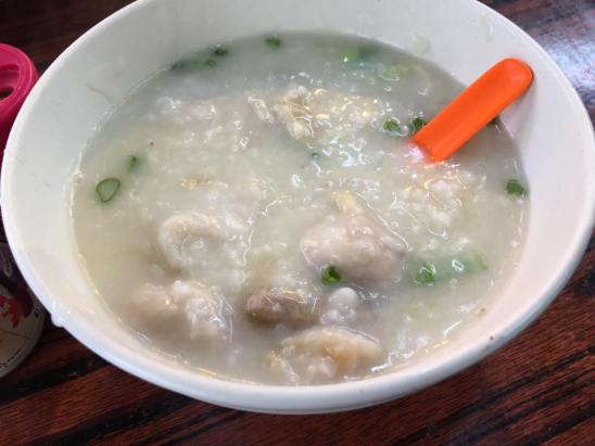 pig innards congee 状元及第粥 @ cheung chau market stall