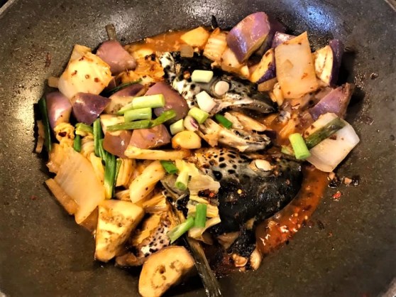 mala spiced pot with salmon head 麻辣香锅