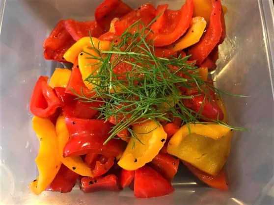 pangrilled red &amp; yellow peppers